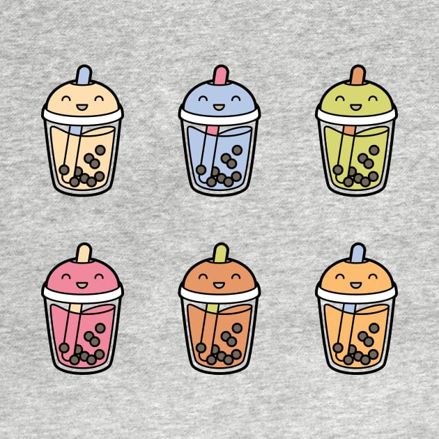 Cute Kawaii Colorful Bubble Teas - 6 Flavors by BobaTeaMe